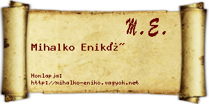 Mihalko Enikő névjegykártya